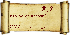 Miskovics Kornél névjegykártya